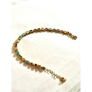 Gold tone bracelet, Vintage style  rhinestone bracelet chunky dainty delicate